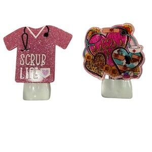 Nurse Chip Clip Binder Clip Set 2 Scrub Life Heart Nurse Pink Glitter CNA gift